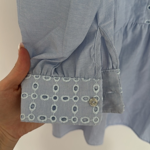 ZARA Embroidered Mini Swing Dress Eyelet Crochet, Light Blue - Size S - Picture 3 of 7